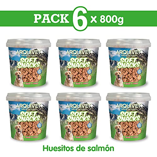 Arquivet Soft Snacks para Perro Huesitos Salmón Pack 6 x 800 g - Snacks Naturales para Perros de Todas Las Razas - Premios, recompensas, chuches para Perros