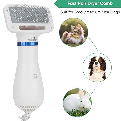 Aseo secador de pelo peludo, secador de perro portátil, multifuncional ajustable para masajear y quitar enredos de mascotas