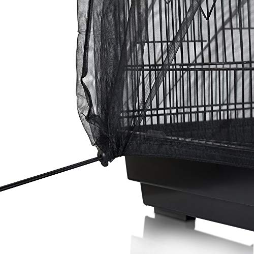ASOCEA Receptor de semillas de jaula para pájaros falda de malla para jaula de loros cubierta universal para jaulas de pájaros protector de red de-78 pulgadas negro (no incluye jaula para pájaros)