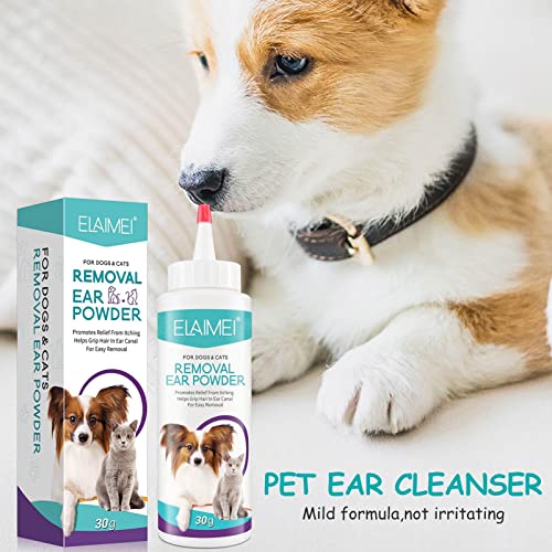 Augneveres Limpiador de oídos para Perros y Gatos - Polvo para oídos depilatorio para Perros Gatos | Cuidado de la Salud de Mascotas para la inflamación, Limpieza Diaria de Orejas propensas