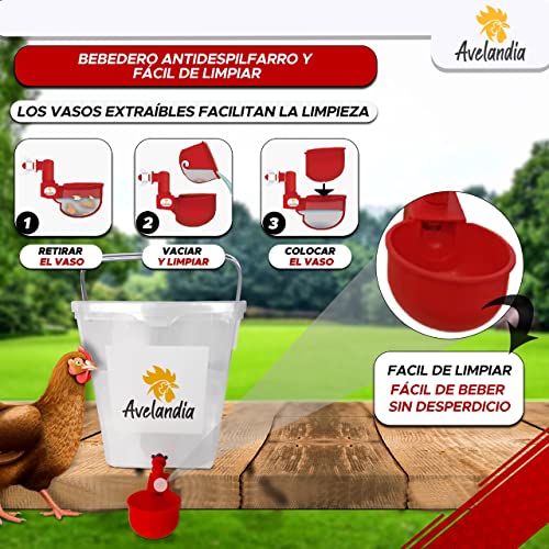 AVELANDIA Comedero para gallinas XXL antidespilfarro 30KG + 2 Bebederos 5 litros de Regalo: Sistema Anti Lluvia y Anti Desperdicio. Aprovecha el 100% del pienso (4negro)