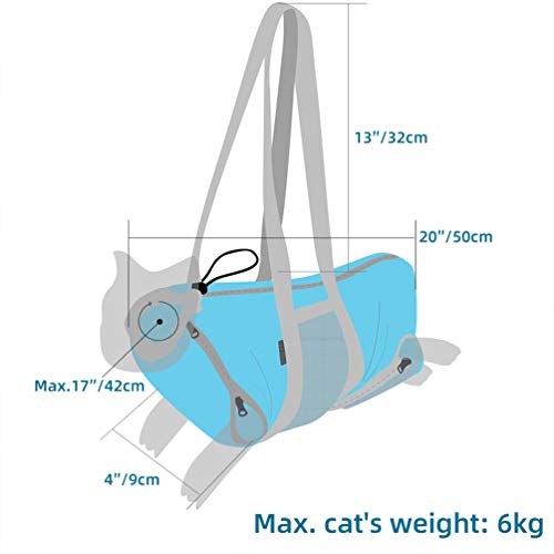 Balacoo Bolsa de retención para gatos, bolsa de transporte y cuidado para las visitas al veterinario, administración de medicamentos, cuidado de los dientes, baño, corte de uñas y conducción.