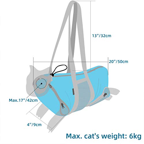Balacoo Bolsa de retención para gatos - Transportador de gatos y bolsa de aseo para visitas a veterinarios, administración de medicamentos, cuidado dental, baño, corte de uñas y viaje en coche