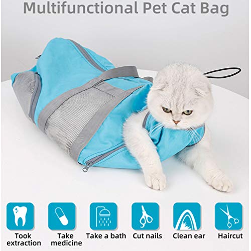Balacoo Bolsa de retención para gatos - Transportador de gatos y bolsa de aseo para visitas a veterinarios, administración de medicamentos, cuidado dental, baño, corte de uñas y viaje en coche