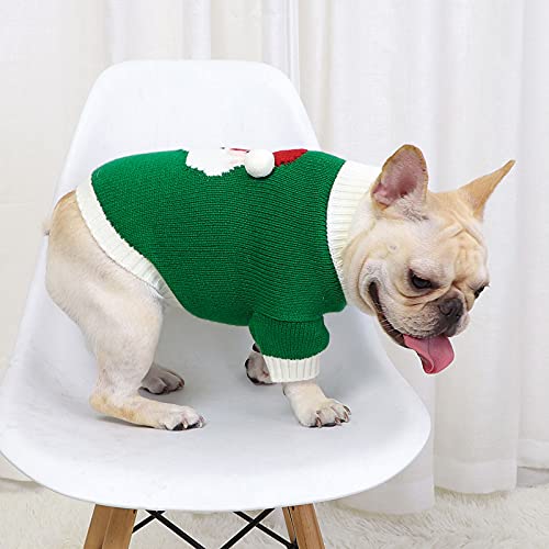 Banooo Jersey de Navidad para perro, ropa de Navidad, muñeco de nieve, reno de Papá Noel, copo de nieve, regalo de Año Nuevo, para cachorros, gatos, perros pequeños, medianos y grandes (verde, grande)