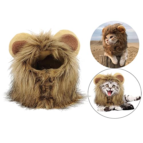 Baoblaze Pet Krewe Disfraz de Melena de león - Melena de león para Gatos - Se Adapta a un tamaño de Cuello de 8"a 14" Fiestas de Navidad y - M