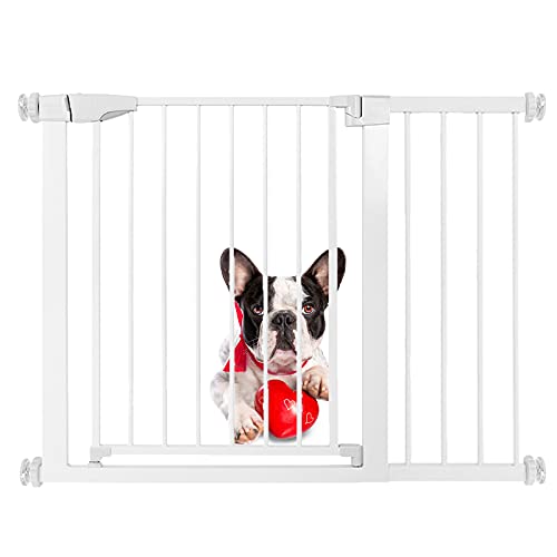 Barrera de Seguridad Extensible Sin Agujeros Barrera Escalera Sistema de Cierre Automtico Dog Puerta Mxima Polivalencia para Nios y Juguetes(103-110cm Blanco)