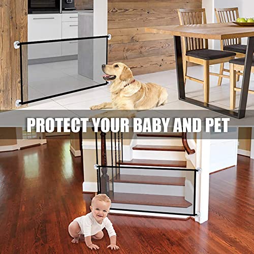 Barrera para Perros Barrera de Escaleras de Seguridad para Perros Puerta Seguridad para Gato, Portón portátil y Plegable para Separar bebés y Mascotas, 110x72cm, Blanca