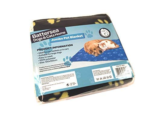 Battersea - Manta de forro polar suave para mascotas con diseño de huellas (color negro)