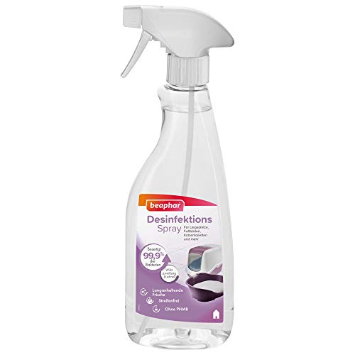 Beaphar Spray desinfectante | Elimina el 99,9% de Las bacterias | Desinfectante sin Rayas | para entornos de Perros y Gatos, por Ejemplo, Arena para Gatos, 500 ml
