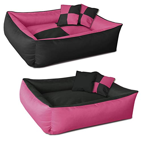 BedDog® 2en1 colchón para Perro MAX Quattro XXL Aprox. 120X85 cm, 9 Colores, Cama, sofá,Cesta para Perro, Rosa/Negro