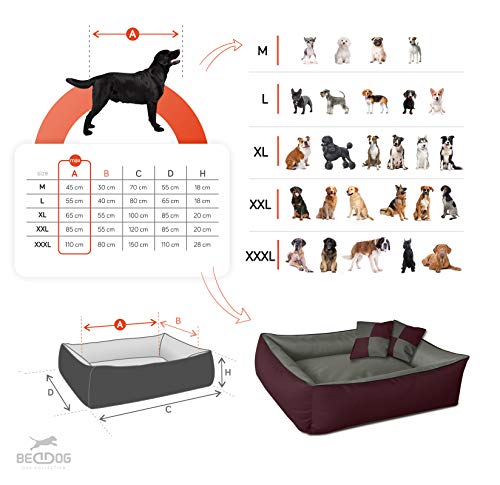 BedDog® 2en1 colchón para Perro MAX Quattro XXL Aprox. 120X85 cm, 9 Colores, Cama, sofá,Cesta para Perro, Rosa/Negro