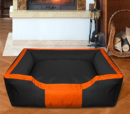 BedDog® Bruno Negro/Naranja XXXL Aprox. 150x110cm colchón para Perro, 15 Colores, Cama para Perro, sofá para Perro, Cesta para Perro
