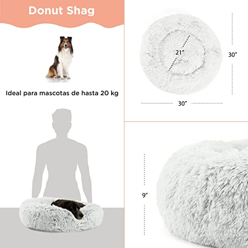 Best Friends by Sheri La cama original para gato y perro de Donut en piel peluda, lavable a máquina, extraíble con cremallera, tamaño mediano, escarcha