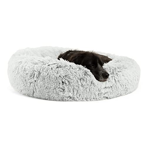 Best Friends by Sheri La cama original para gato y perro de Donut en piel peluda, lavable a máquina, extraíble con cremallera, tamaño mediano, escarcha