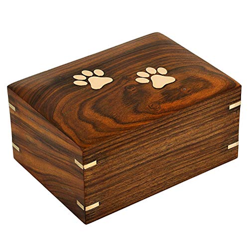 Bhartiya Handicrafts Wooden Burial Urns for Ashes Dark Brown Indian Rosewood Pet Urns for Dogs, Memorial Keepsake Urns for Ashes | Wooden Cremation Box (S - 5 x 3 x 2.5 (15 CU/In))