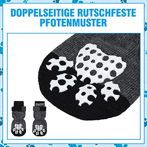 BINGPET 2 pares de calcetines antideslizantes para perros con diseño de huellas de pies antideslizantes para el control de tracción de perros cachorros