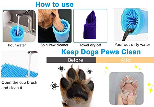 Bochang Limpiador Patas Perro-Cepillo para Perros-Limpia Patas Perro-Mascota portátil Limpiador con Toalla para Mascotas Perros Accesorios-Limpiador de Patas para Perro Gato