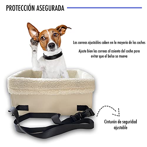 Bolsa De Transporte con Arnés para Perro Y Gato | Trasportín De Seguridad De Coche para Mascotas Pequeñas, Lavable Y Plegable | Ideal para Viajes Y Excursiones.