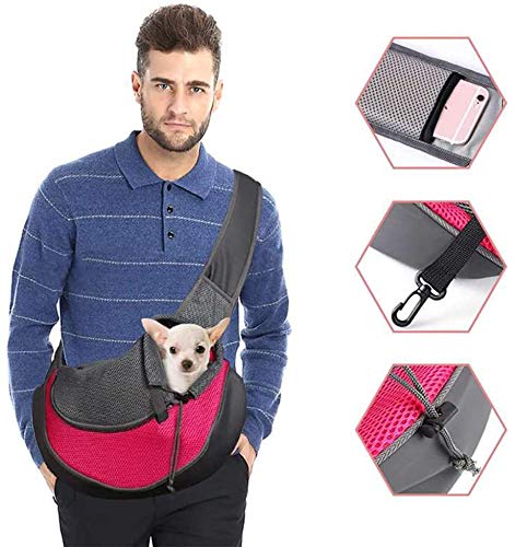 Bolsa de transporte para perro bandolera para gato cachorro ajustable bolsa de viaje para pequeños animales bolsos de mano perro con bolsa malla transpirable para perro caminar al aire libre