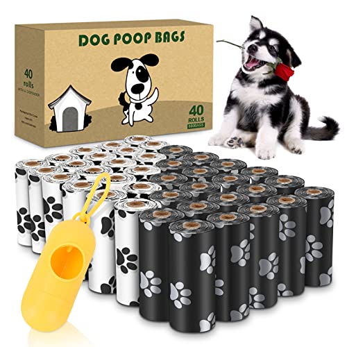 Bolsas Para Excrementos De Perro,Bolsas Caca Perro,600 Bolsas para Caca de Perro con 1 Dispensador,Fuertes Poop Bag Para Perro Mascotas,40 Rollos