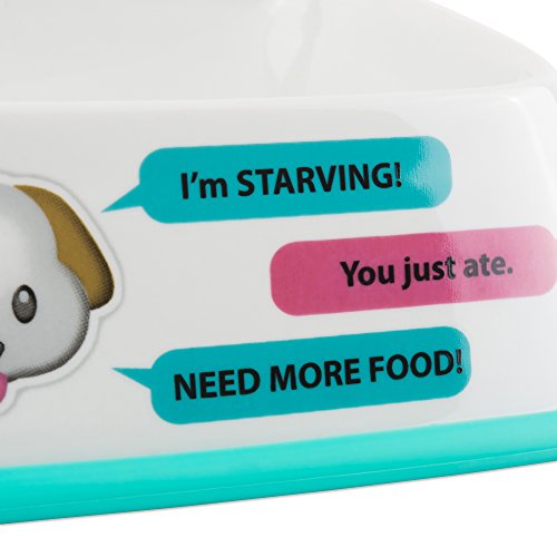 Bone Dry DII Hungry/Thirsty Cuenco Cuadrado de cerámica para Mascotas Grande para Alimentos y Agua