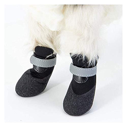 Botas de perro 4pcs Zapatos de perro a prueba de agua Perro Botas de lluvia reflectantes para pequeños perros medianos Invierno Puppy Cachorro Botas de nieve antideslizantes Zapatos de calcetines de p