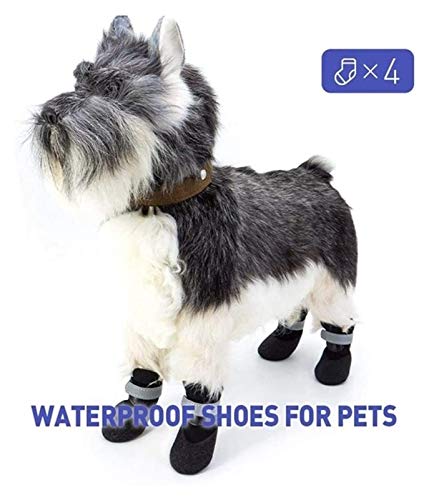 Botas de perro 4pcs Zapatos de perro a prueba de agua Perro Botas de lluvia reflectantes para pequeños perros medianos Invierno Puppy Cachorro Botas de nieve antideslizantes Zapatos de calcetines de p