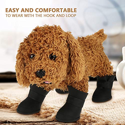 Botas impermeables para mascotas, 4 piezas de silicona para perros lindas botas impermeables para perros y gatos, zapatos para perros al aire libre para lluvia de hielo y nieve, etc.(M-Negro)