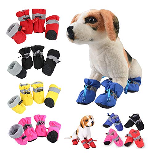Botas Para Perros 4 unids / set perros mascotas zapatos de invierno nieve nieve botines impermeables calcetines de goma -slip zapatos para cachorros pequeños accesorios de calzado Zapatos Para Perros