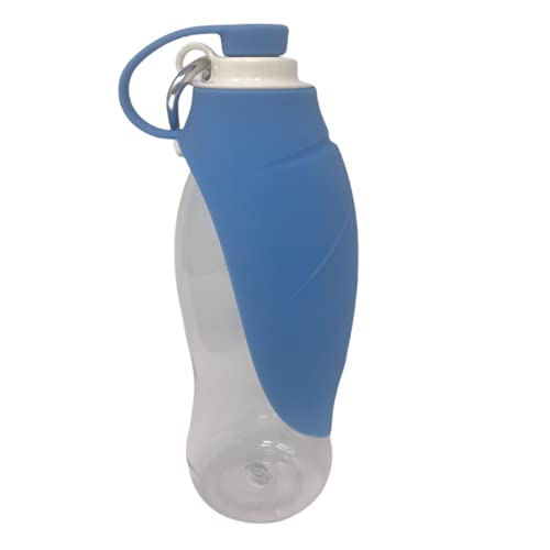 Botella de Agua de Silicona portátil de Viaje para Perros y Gatos 550 ml (Azul) |Tapa Plegable en forma de Cuenco | Bebedero Dispensador antibacteriano Mascotas | Paseos al Aire Libre | Con mosquetón.