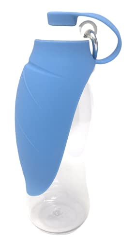 Botella de Agua de Silicona portátil de Viaje para Perros y Gatos 550 ml (Azul) |Tapa Plegable en forma de Cuenco | Bebedero Dispensador antibacteriano Mascotas | Paseos al Aire Libre | Con mosquetón.