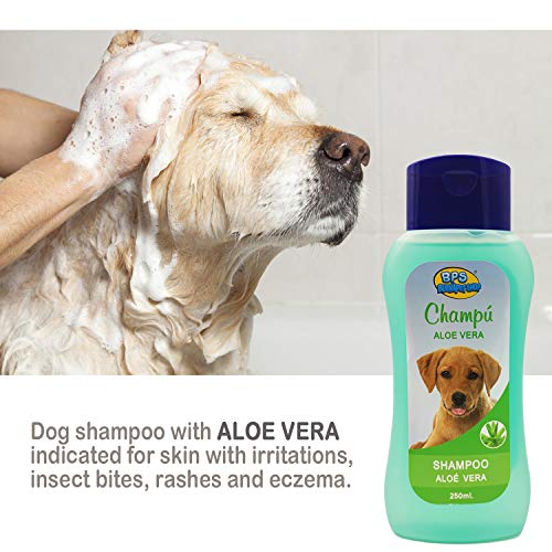 BPS Champú Aloe Vera para Perro 250ml Shampoo Animales Domésticos Seguro y Natural Diseño para Todo Tipo de Razas BPS-4262