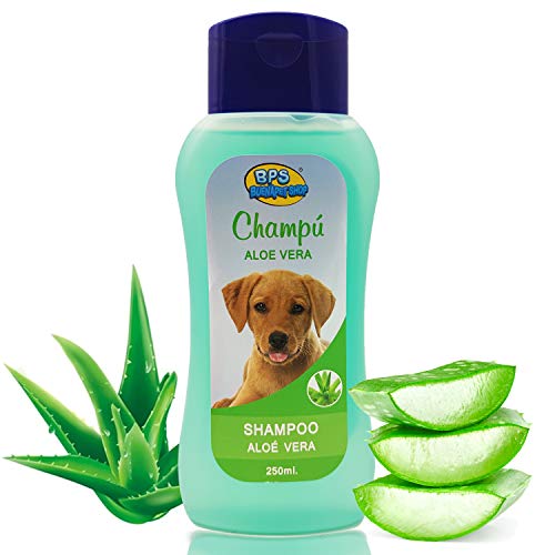 BPS Champú Aloe Vera para Perro 250ml Shampoo Animales Domésticos Seguro y Natural Diseño para Todo Tipo de Razas BPS-4262