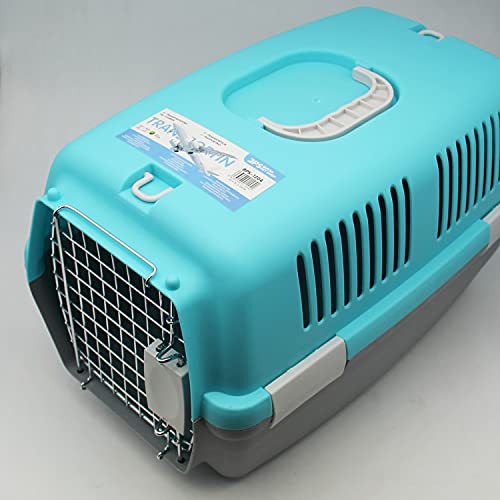 BPS Transportín Rígido Plástico para Perros y Gatos Animales Domésticos Mascota Caja de Transporte IATA 3 Tamaños Elegir (Azul, L: 60 x 39 x 35 cm) BPS-1206AZ