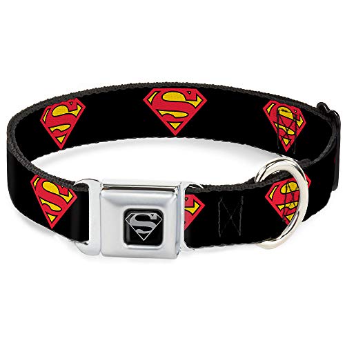Buckle-Down 9 – 15 "Superman Shield Negro Collar de Perro