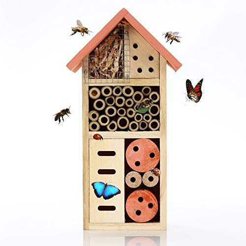 Buddy Wild Hotel de Insectos Pequeño – 13x8.5x26cm - Casa de Insectos Ecológica para Abejas, Mariposas y Otros – Caseta de Jardín Colgante y Resistente a la Intemperie – Casa de Madera