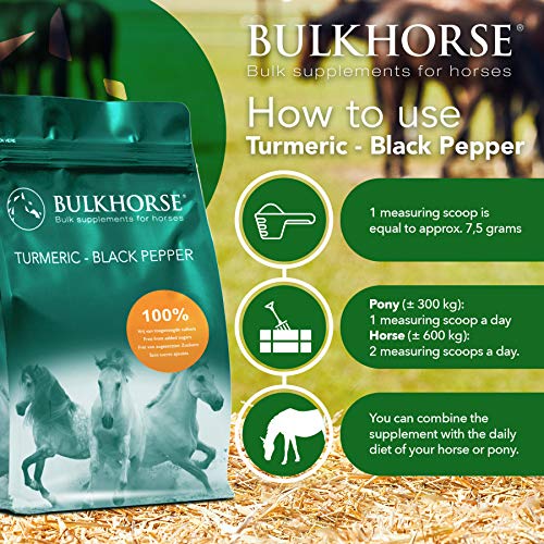 BulkHorse Cúrcuma + Pimienta Negra | Cúrcuma para función de articulaciones y división | 100% libre de azúcares añadidos | 1000 g