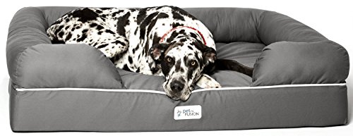 Cama de espuma viscoelástica para perros medianos y grandes, Gris (Jumbo Bed), 127 x 102 x 33 cm