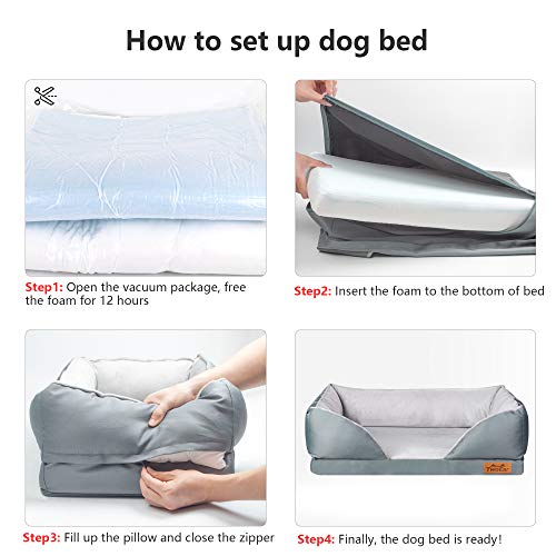 Cama de perro para mascota, cama de espuma viscoelástica para perros grandes, sofá ortopédico impermeable, cama para perro, funda extraíble, lavable, 89 x 56 cm