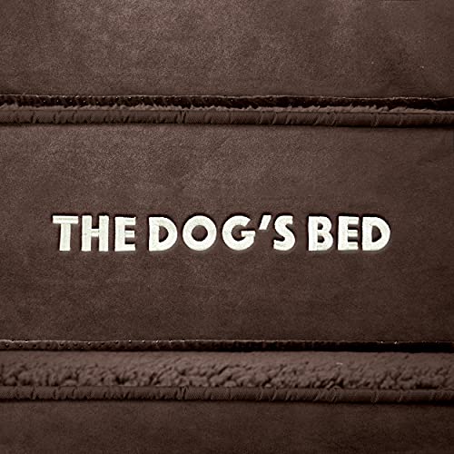 Cama ortopédica para perro The Dog's Bed XXL marrón de felpa 137 x 91 x 10 cm, cama impermeable de espuma viscoelástica para perro