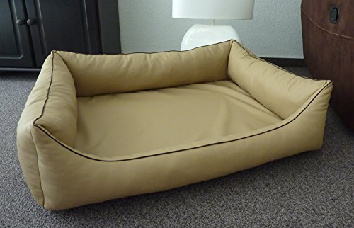 Cama ortopédica, sofá cama, para perros, de piel sintética, 90 cm x 70 cm, con colchón de espuma viscoelástica