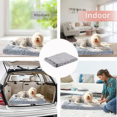 Cama para perros mediana Premium corrugado espuma viscoelástica cómodamente ortopédica camas para perros desmontables y lavables Alfombra para perros (L-gris+blanco)