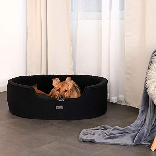 Cama Perro con cojín Reversible Cama Gatos Cuna de Felpa (L) 92 x 72 cm Negro