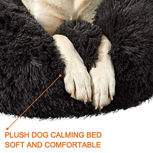 Cama redonda para perro de peluche Lesong,lavable para perro de donut pequeño y mediano grande, cama cómoda para perro relajante para Golden Retriever, Labrador