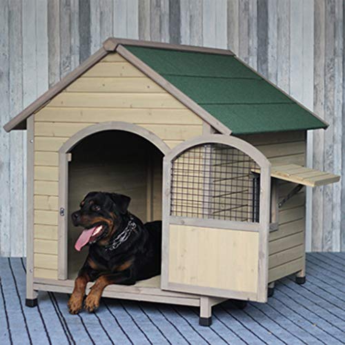 Casa de perro con porche de madera Al aire libre PET PET Cabaña de estilo Kennel Resistente a la clima Resistente al agua Afirmante para mascotas Inicio Muebles para mascotas para pequeños animales gr