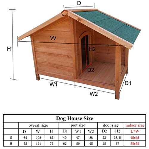 Casa de perro con porche de madera Al aire libre PET PET Cabina de cabina Kennel Resistente a la intemperie Mobiliario para mascotas a prueba de agua para pequeños animales grandes ( Size : Medium )