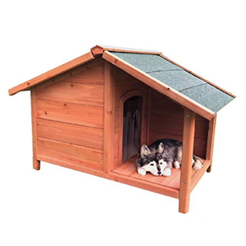 Casa de perro con porche de madera Al aire libre PET PET Cabina de cabina Kennel Resistente a la intemperie Mobiliario para mascotas a prueba de agua para pequeños animales grandes ( Size : Medium )