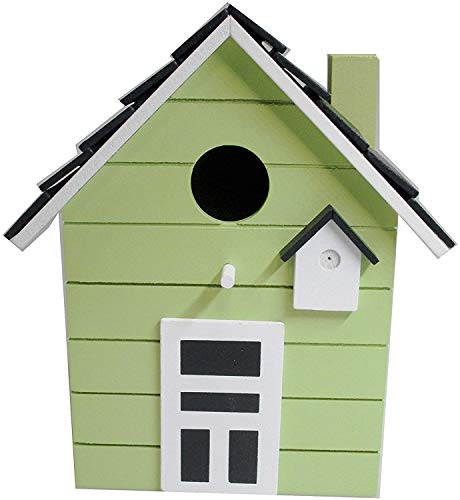 CasaJame Pajarera de madera para balcón y jardín, nido, color verde claro, casa y comedero para pájaros, 20 x 17 x 12 cm