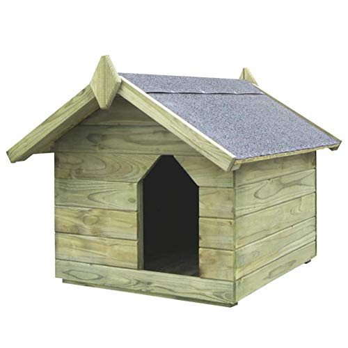 Caseta de Madera para Perros, Casa de Perro Impermeable con Tejado para Exterior, 74 x 78,5 x 61,5 cm